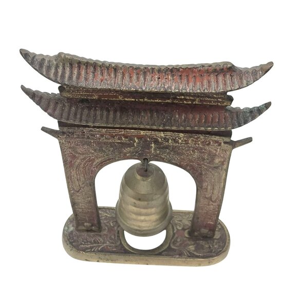 Vintage Asian-Inspired Decorative Brass Bell Pagoda Arch Design JE356 - Picture 3 of 6